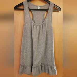 Grey W's Jersey Racer Back Tank Long Ruffle Large NWOT